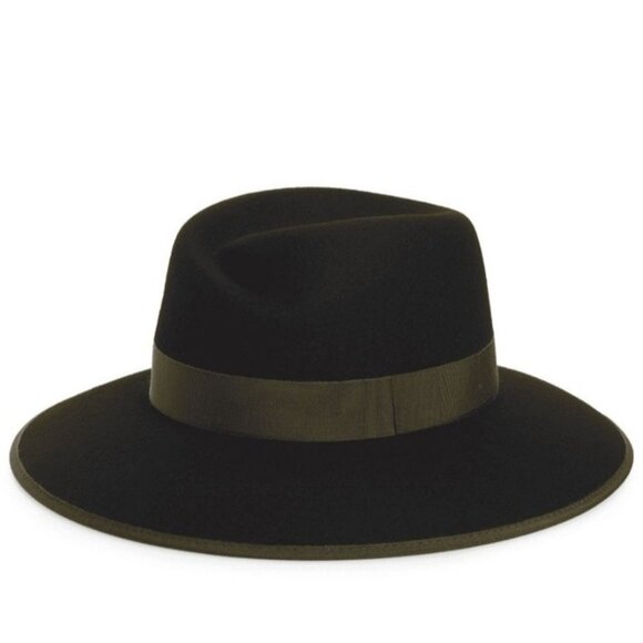 NWT Rag & Bone Zoe Fedora Wide Brim Wool Felt Hat Ribbon Band Black Wool NEW - Picture 3 of 7